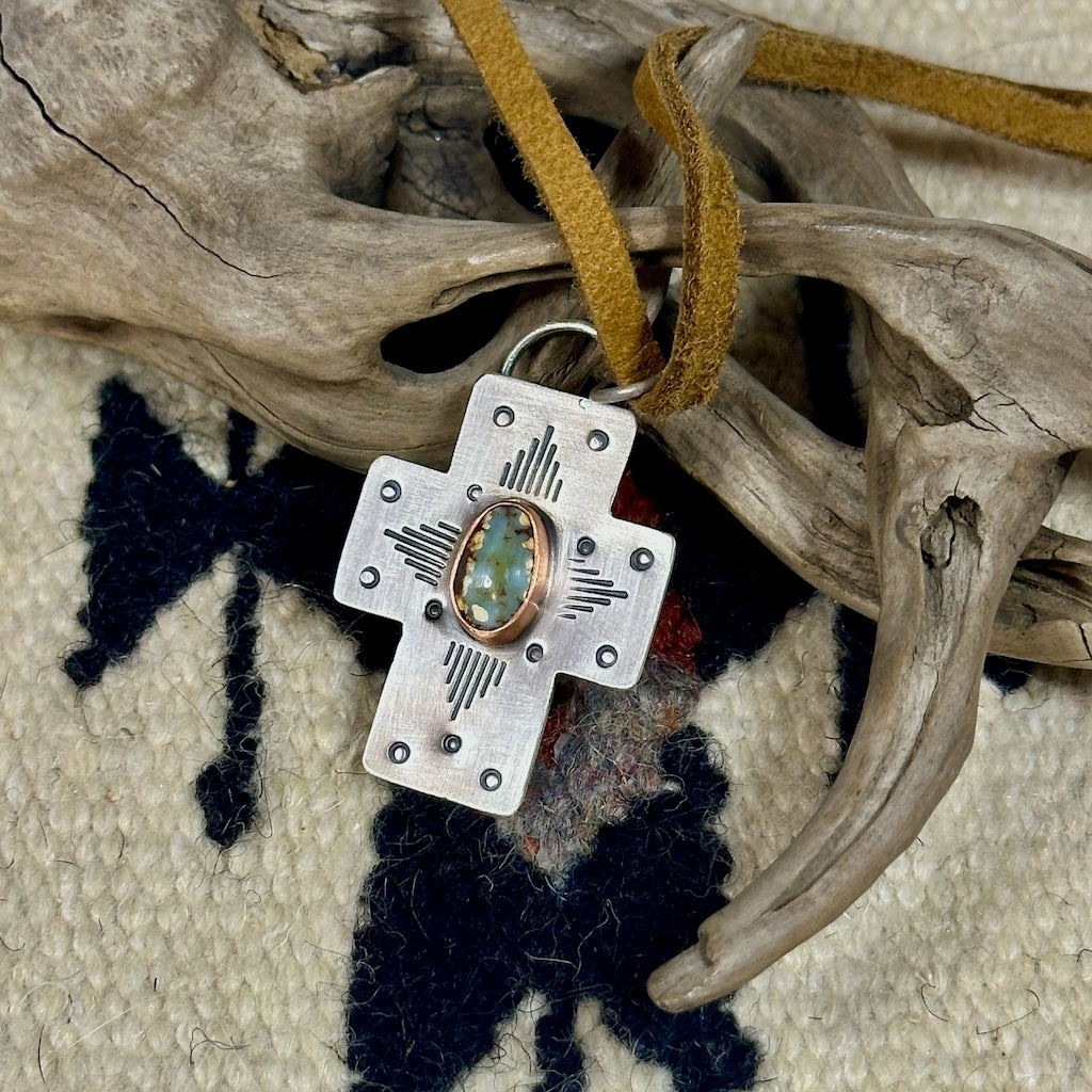 ALOE VARISCITE CROSS NECKLACE AS261