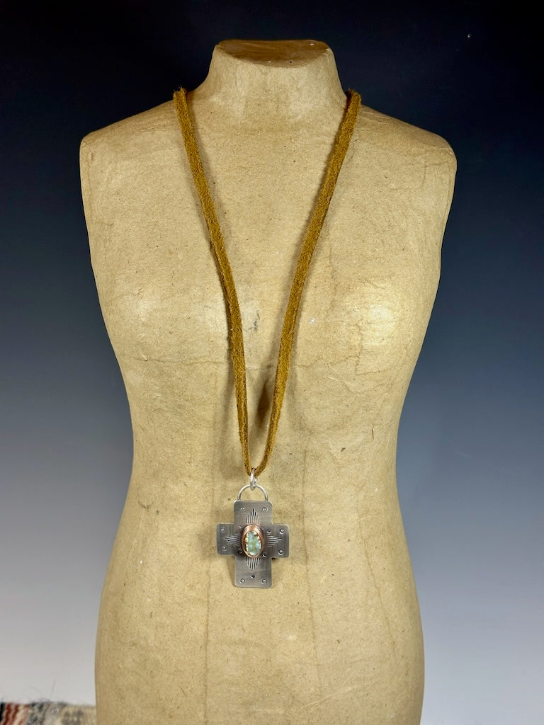 ALOE VARISCITE CROSS NECKLACE AS261