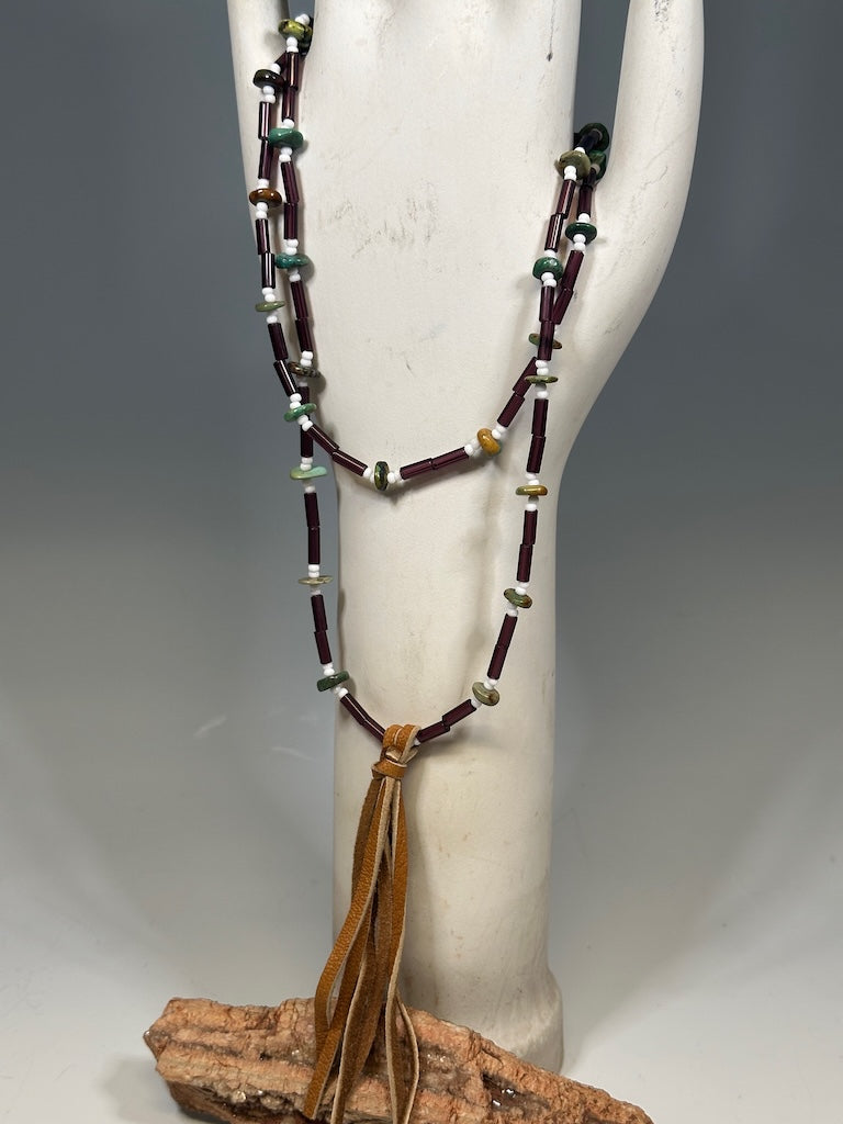 PURPLE WAMPUM NECKLACE AS280