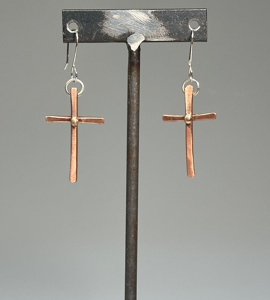 COPPER CROSS EARRINGS AS298