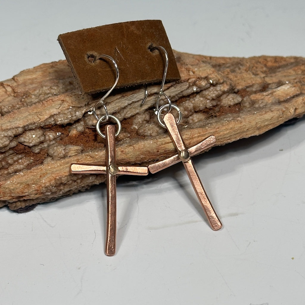 COPPER CROSS EARRINGS AS298