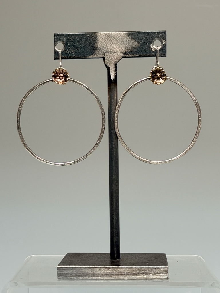 FLOWER HOOP STERLING SILVER EARRINGS AS350