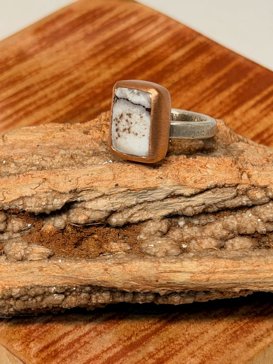 WILD HORSE STERLING SILVER AND COPPER RING AS355
