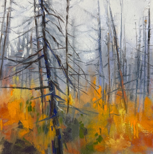 "AFTER THE LEAVES FALL" ORIGINAL PASTEL ON PAPER/MATTED