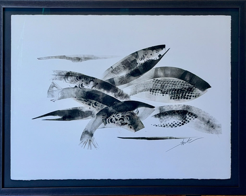 "CONVERGENCE" ORIGINAL OIL ON PAPER/FRAMED