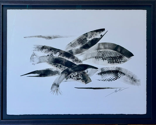 "CONVERGENCE" ORIGINAL OIL ON PAPER/FRAMED