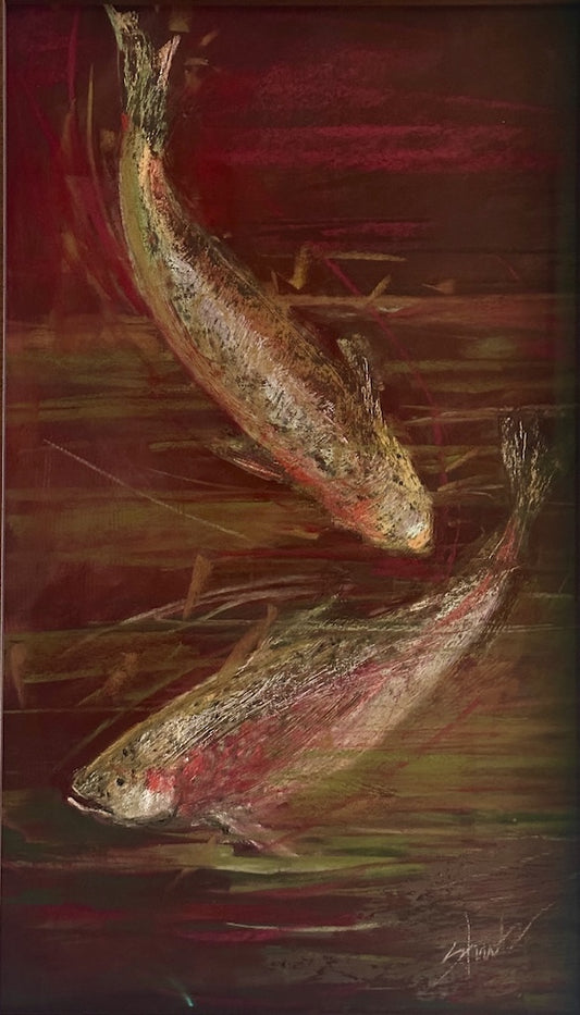 "DOWN STREAM" ORIGINAL PASTEL/FRAMED