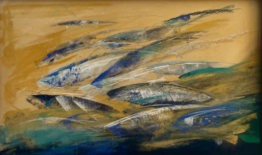 "MARKS IN MOTION" ORIGINAL PASTEL/FRAMED