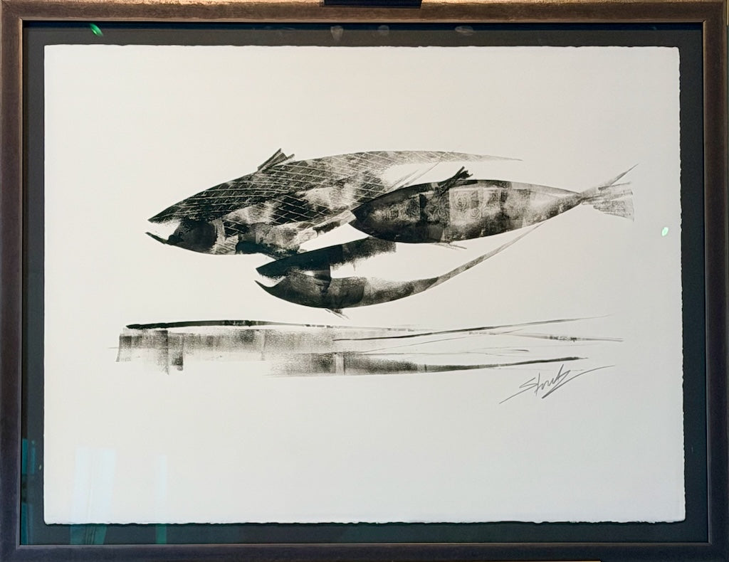 "SHADOW RUN" ORIGINAL OIL ON PAPER/FRAMED