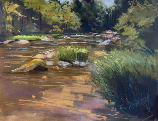 "TEAM ON THE STREAM" ORIGINAL PASTEL/FRAMED