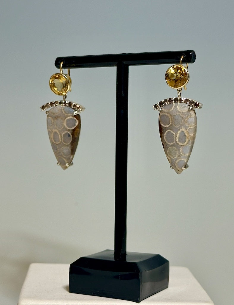 "EVINTIDE EARRINGS" 18K, 14K GOLD WITH STERLING SILVER EARRINGS