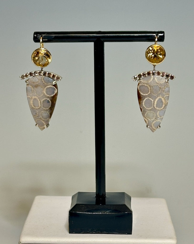 "EVINTIDE EARRINGS" 18K, 14K GOLD WITH STERLING SILVER EARRINGS