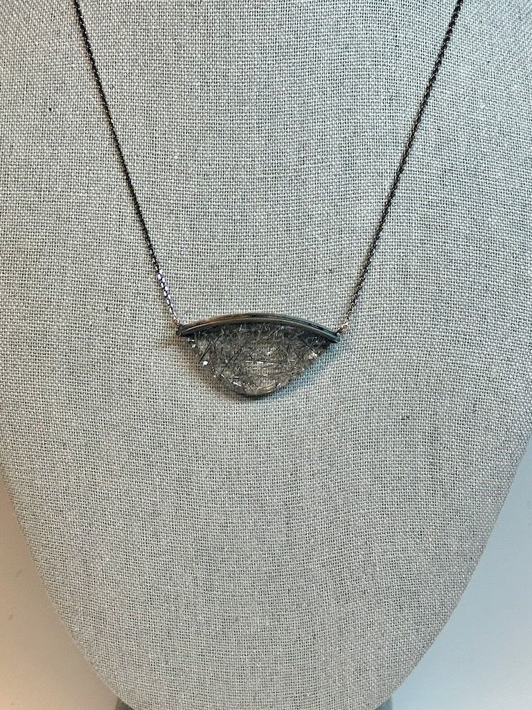 "BALANCE NECKLACE - TOURMALATED QUARTZ AND STERLING SILVER NECKLACE AV152