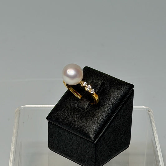 18K YELLOW GOLD SOUTH SEA PEARL AND DIAMOND RING AV2601