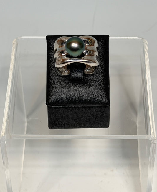 TAHIZEA, FANCY TAHITIAN PEARL STERLING SILVER RING AV2604