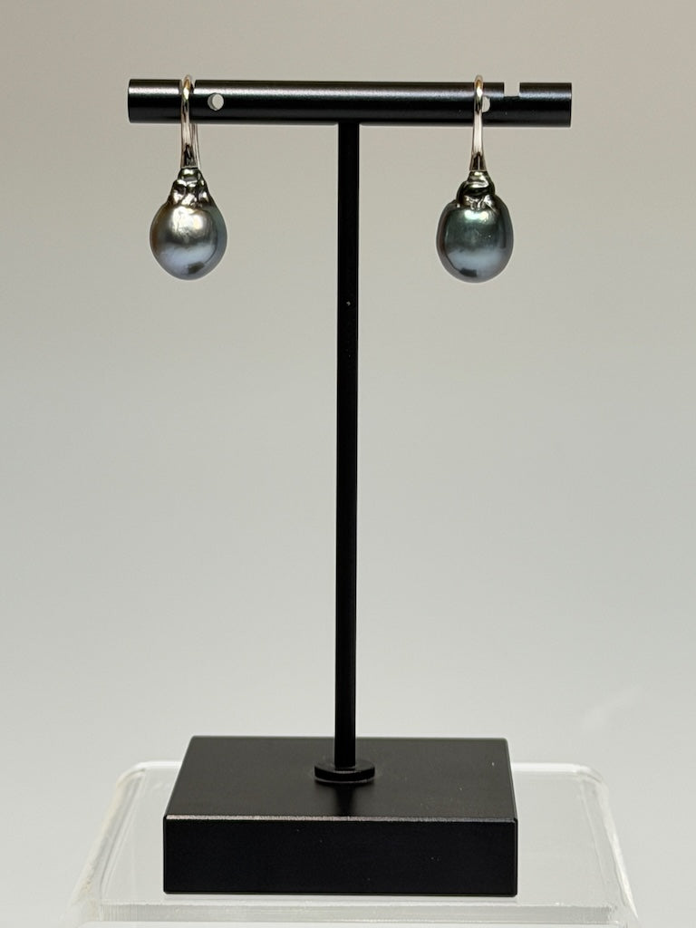 LITTLE TRUMPET BAROQUE TAHITIAN PEARL STERLING SILVER EARRINGS AV2612
