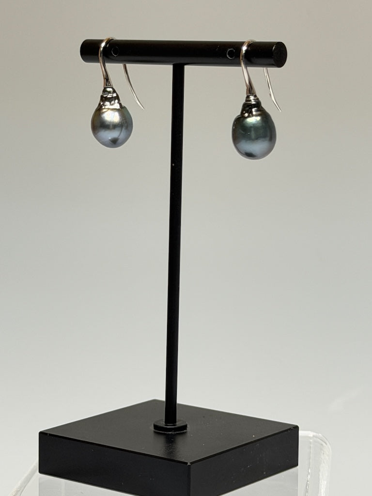 LITTLE TRUMPET BAROQUE TAHITIAN PEARL STERLING SILVER EARRINGS AV2612