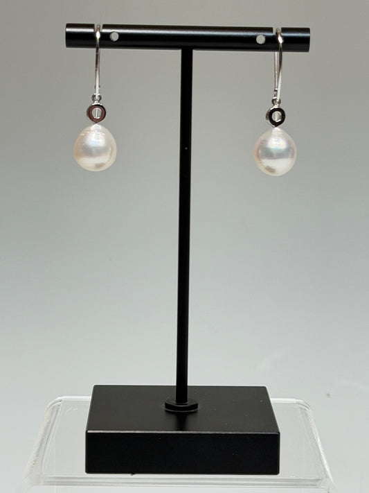 18K WHITE GOLD SOUTH SEA PEARL EARRINGS AV2613