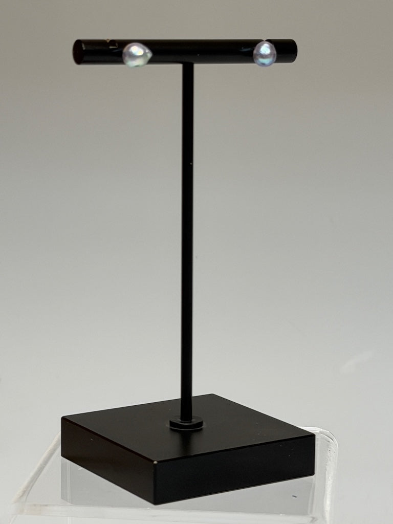 18K WHITE GOLD NATURAL BLUE JAPANESE AKOYA PEARL STUD EARRINGS AV2623