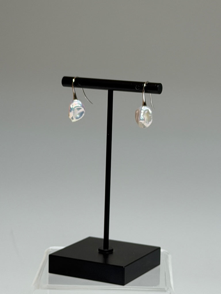 LITTLE TRUMPET FRESH WATER KESHI PEARL STERLING SILVER EARRINGS AV2628