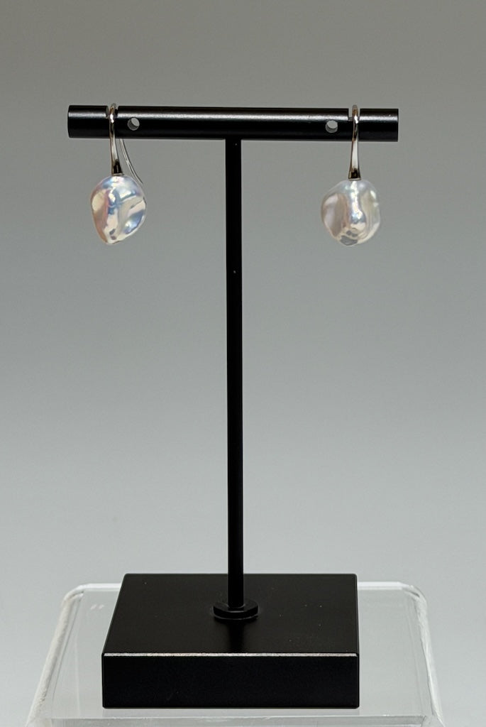 LITTLE TRUMPET FRESH WATER KESHI PEARL STERLING SILVER EARRINGS AV2628