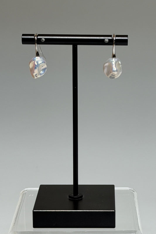 LITTLE TRUMPET FRESH WATER KESHI PEARL STERLING SILVER EARRINGS AV2628