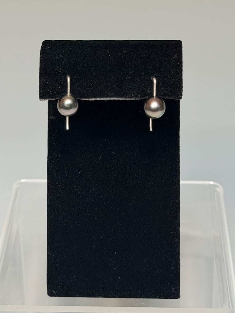18K WHITE GOLD TAHITIAN PEARL EARRINGS AV2653