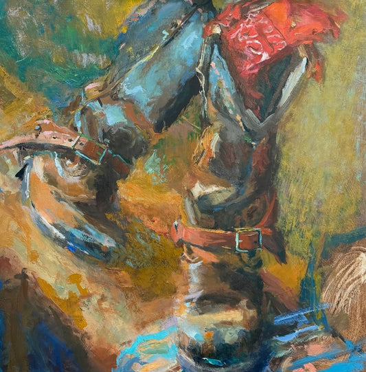 "TECHNICOLOR OUTLAWS" ORIGINAL OIL ON LINEN/FRAMED