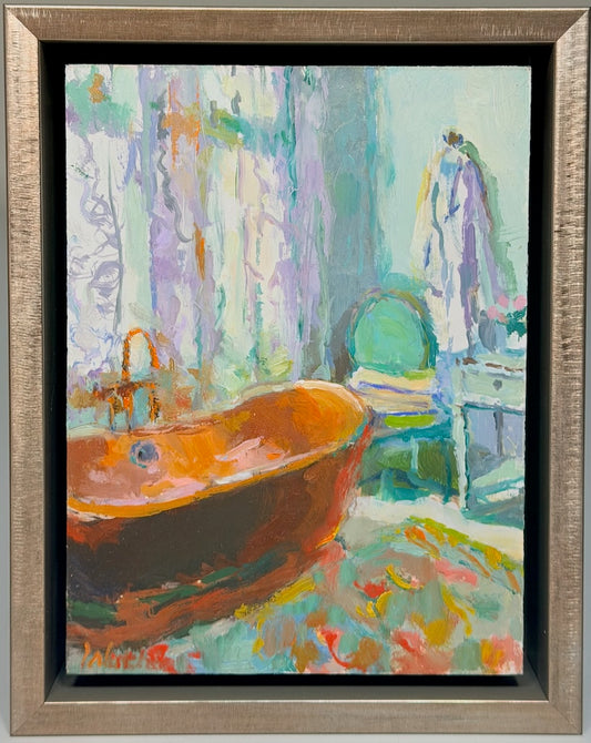 "THE COPPER BATH" ORIGINAL OIL ON BOARD /FRAMED