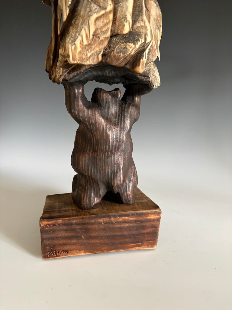 "ATLAS SHRUGGED" WHITE PINE WOOD SCULPTURE
