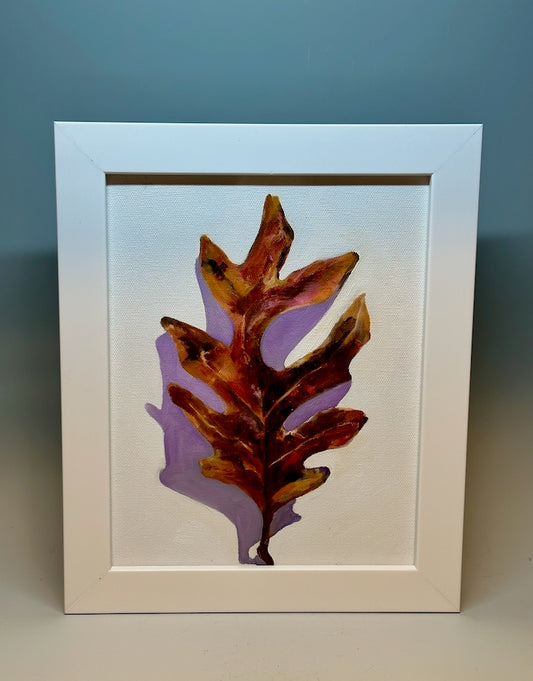 SMALL LEAF STUDY 1 - ORIGINAL OIL ON CANVAS/FRAMED