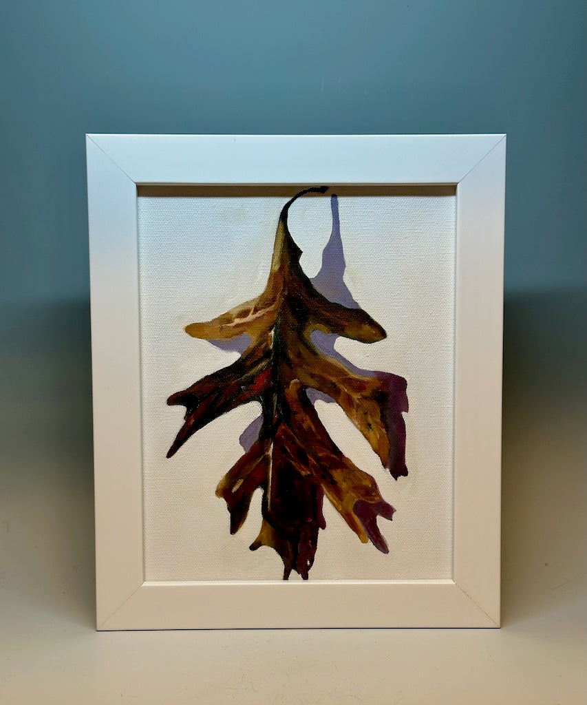 SMALL LEAF STUDY 2 - ORIGINAL OIL ON CANVAS/FRAMED