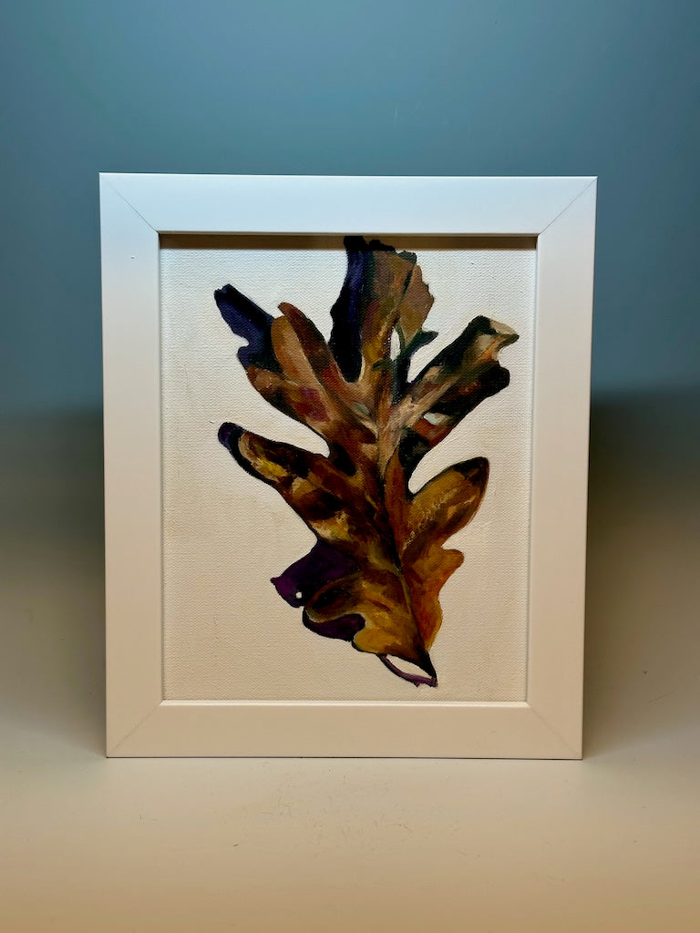 SMALL LEAF STUDY 3 - ORIGINAL OIL ON CANVAS/FRAMED