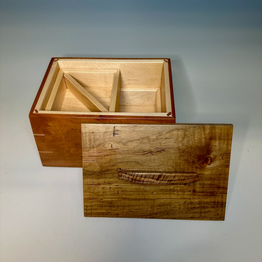 CHERRY AND SPALTED MAPLE JEWELRY BOX