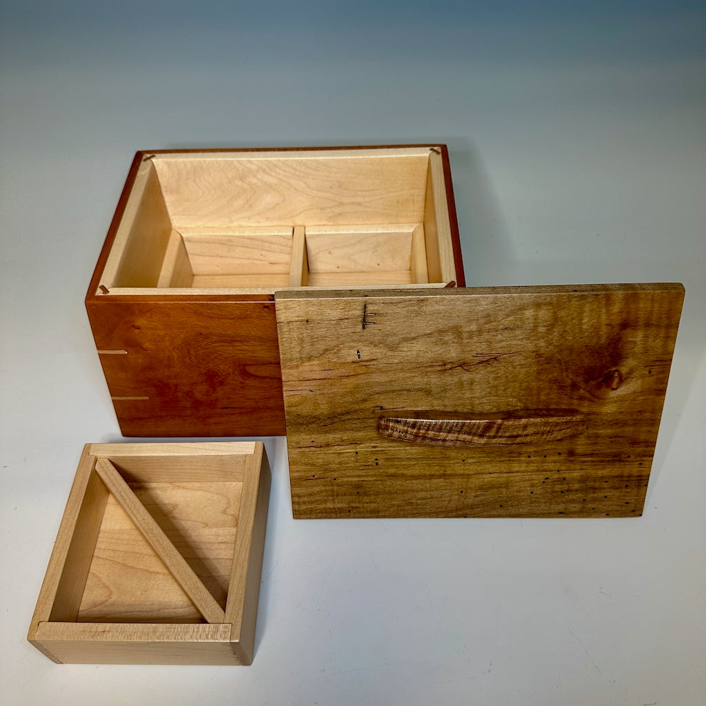 CHERRY AND SPALTED MAPLE JEWELRY BOX