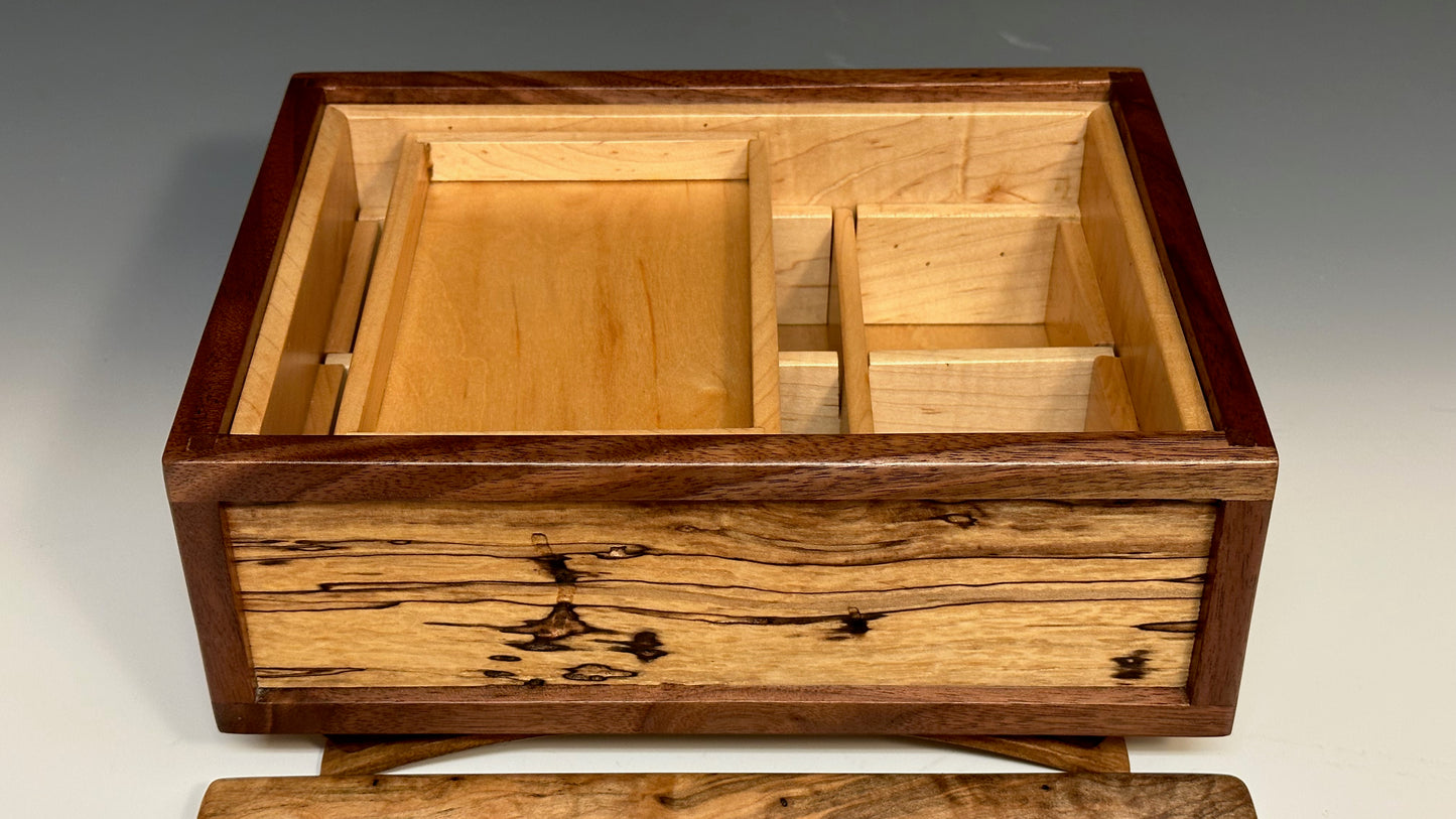 MEDIUM CURVED LEG TREASURE CHEST WITH SPALTED MAPLE AND WALNUT