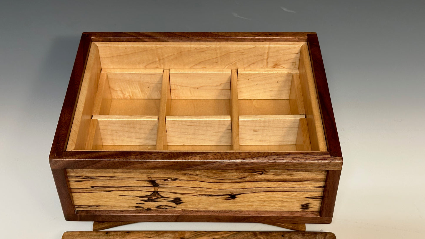 MEDIUM CURVED LEG TREASURE CHEST WITH SPALTED MAPLE AND WALNUT