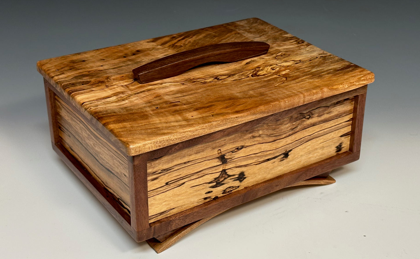 MEDIUM CURVED LEG TREASURE CHEST WITH SPALTED MAPLE AND WALNUT