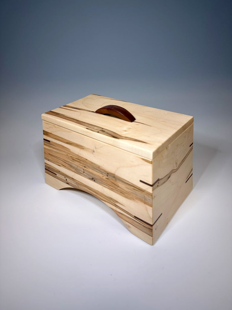 SPALTED MAPLE AND WALNUT JEWELRY BOX WITH DIVIDERS