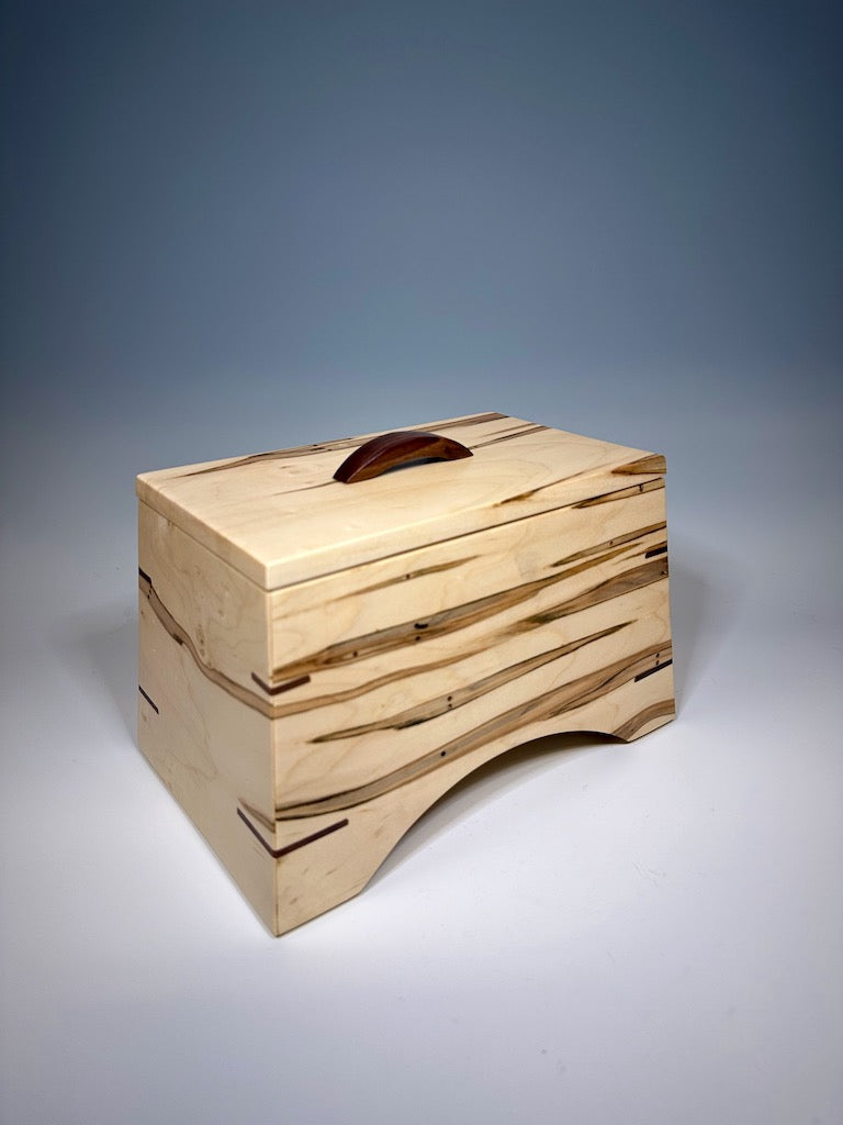 SPALTED MAPLE AND WALNUT JEWELRY BOX WITH DIVIDERS