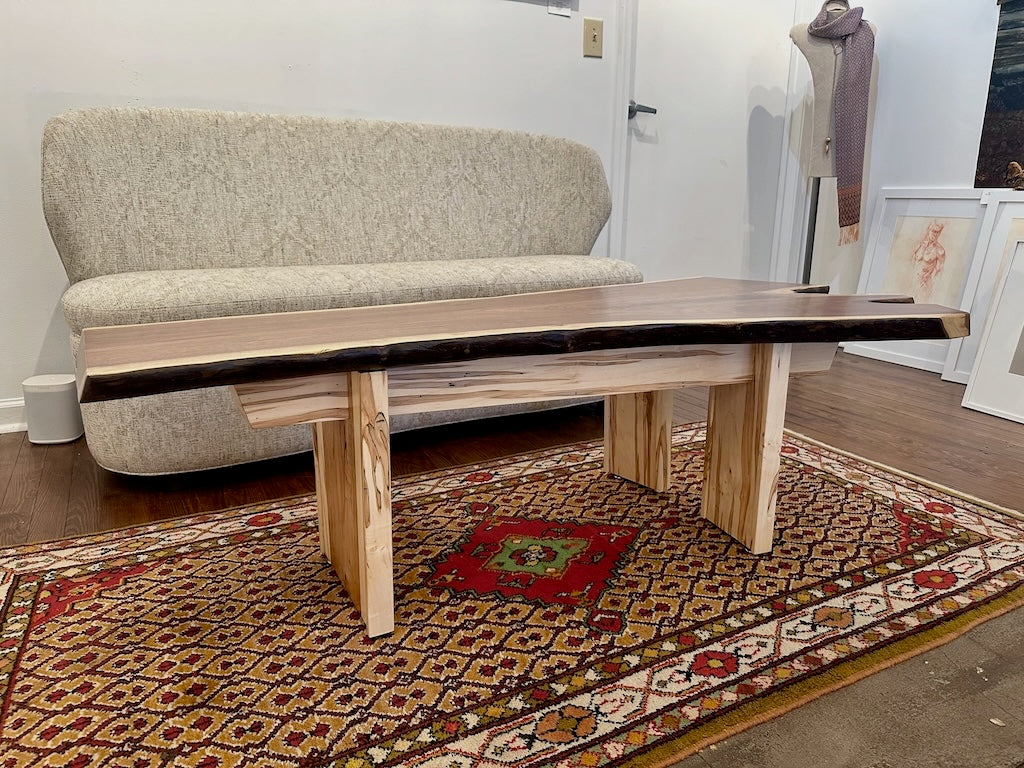 WALNUT AND MAPLE HANDMADE COFFEE TABLE