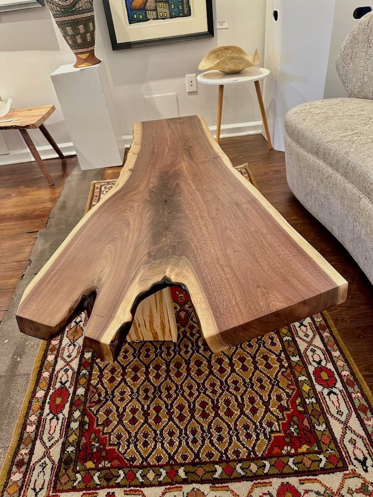 WALNUT AND MAPLE HANDMADE COFFEE TABLE