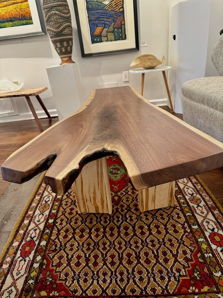 WALNUT AND MAPLE HANDMADE COFFEE TABLE