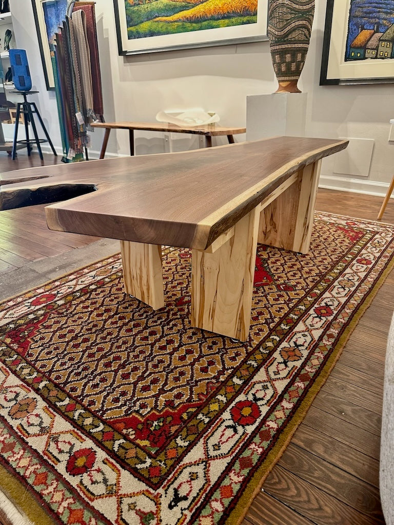 WALNUT AND MAPLE HANDMADE COFFEE TABLE