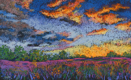 "LAVENDER FIELD" ORIGINAL PASTEL/FRAMED