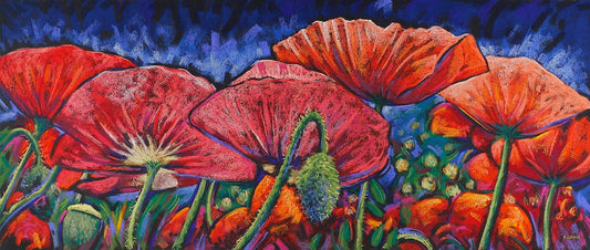 "POPPY PARADE" Original Pastel/Framed