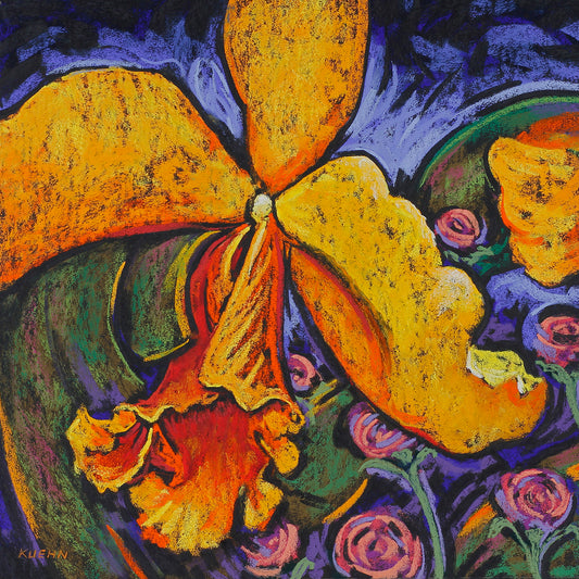 "CATTLEYA ORCHID #2" ORIGINAL PASTEL/FRAMED