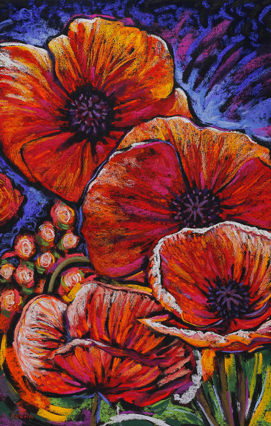"POPPIES #1" ORIGINAL PASTEL/FRAMED