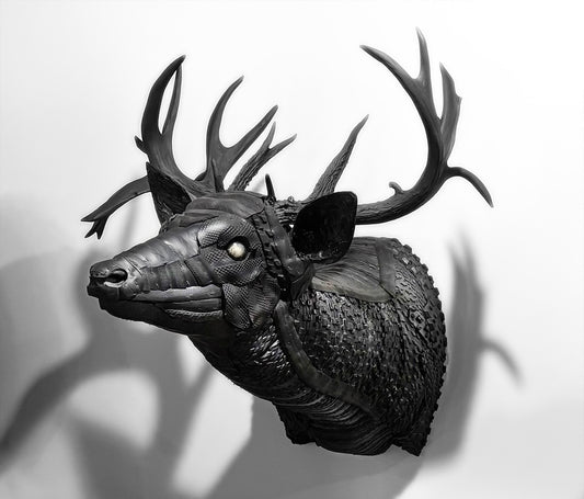 "BLIND-SIGHTED BUCK" RECLAIMED BIKE TIRE SCULPTURE