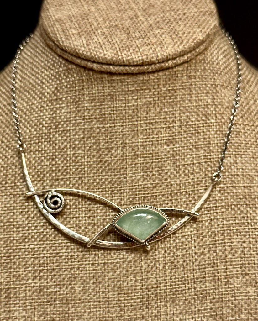 .925 JOVIE CHOKER W/AQUAMARINE ON STERLING SILVER  BR108